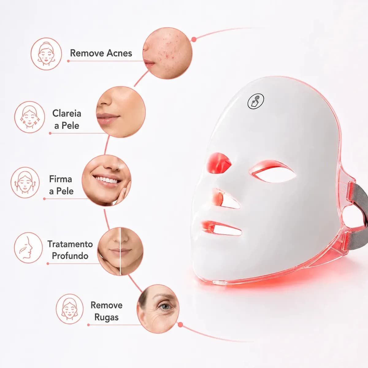 Mascara led facial Skincare led 7 cores EPS-7361 USB Recarregável Branco — imagem 3