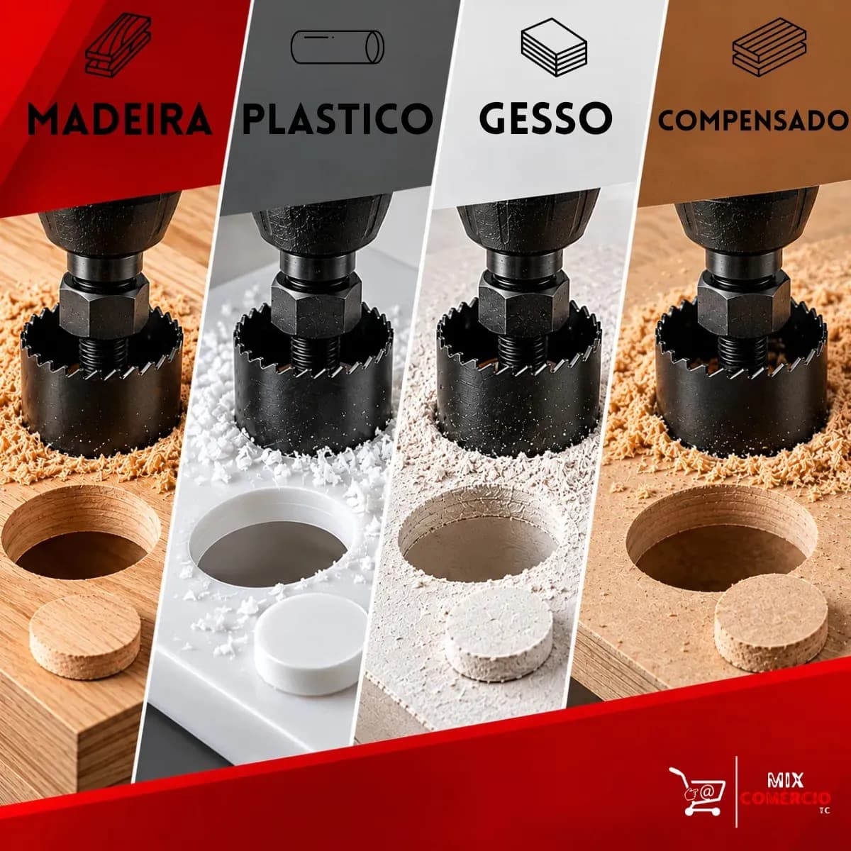 Jogo Serra Copo 16 Peças 19mm A 127mm Para Madeira Gesso Pvc Mdf Compensado Kit Completo Para Furadeira Conjunto De Serras Para Perfuração E Corte Circular Em O — imagem 5