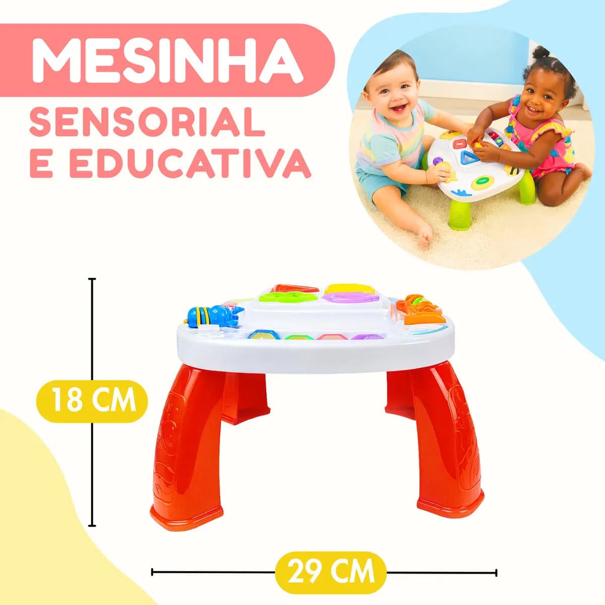 Mesinha Didática Infantil Educativa Sensorial Mesa Divertida Atividades Interativas Clube Educativo® — imagem 2