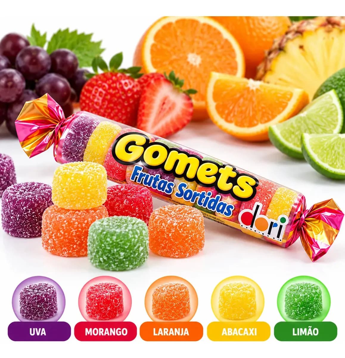 Goma Gomets Dori Frutas Sortidas Caixa 30 Tubos 32g — imagem 4