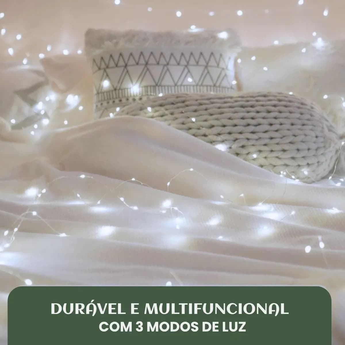 Fio De Fada 100 Leds 10 Metros Ip44 Bateria Cordão Pisca Luzes Festa Decoração Árvore Natal Branco Frio Luvinco — imagem 4