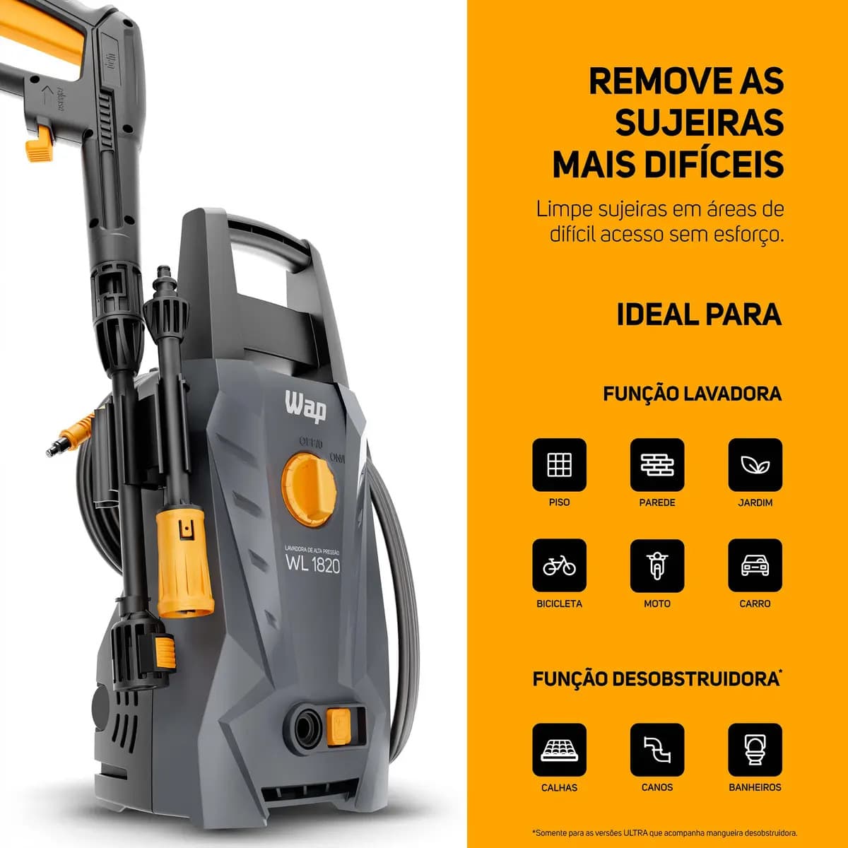 Lavadora de Alta Pressão WAP WL 1820 com Stop Total, Jato Leque e Concentrado — imagem 4