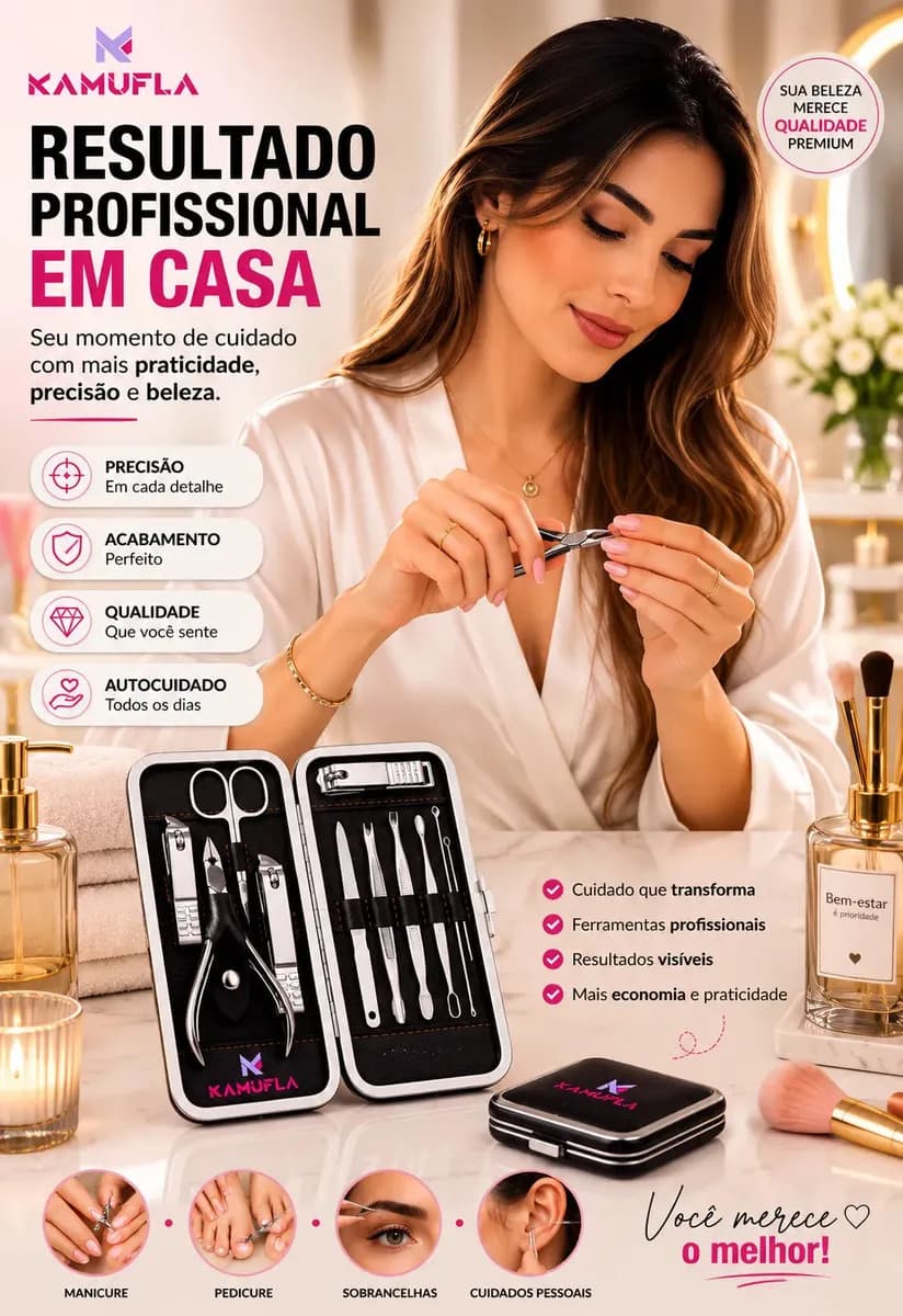 Kit Cortador De Unha Portátil Estojo Alicate Manicure 12 Pç Desencravador De Unha Manicure Alicate Lixa Profissional Tesoura Empurrador De Cutículas Pinça Portá — imagem 3