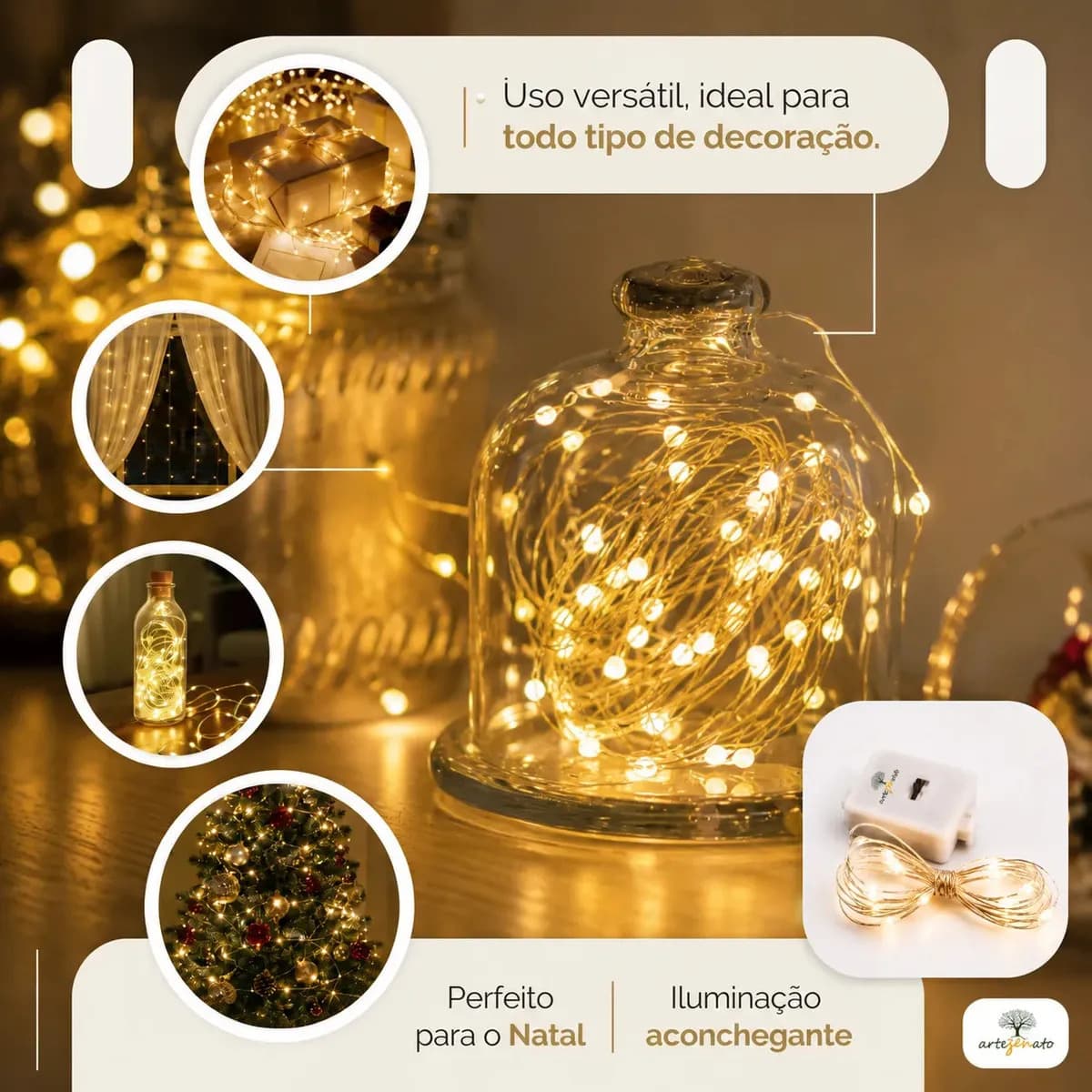Kit 10 Fio Fada Cordão Luz Decoração Artezenato Luzes De Fada Led Pisca 2m 20 Leds Iluminação Pilhas Para Garrafas Árvore De Natal Casamento — imagem 6