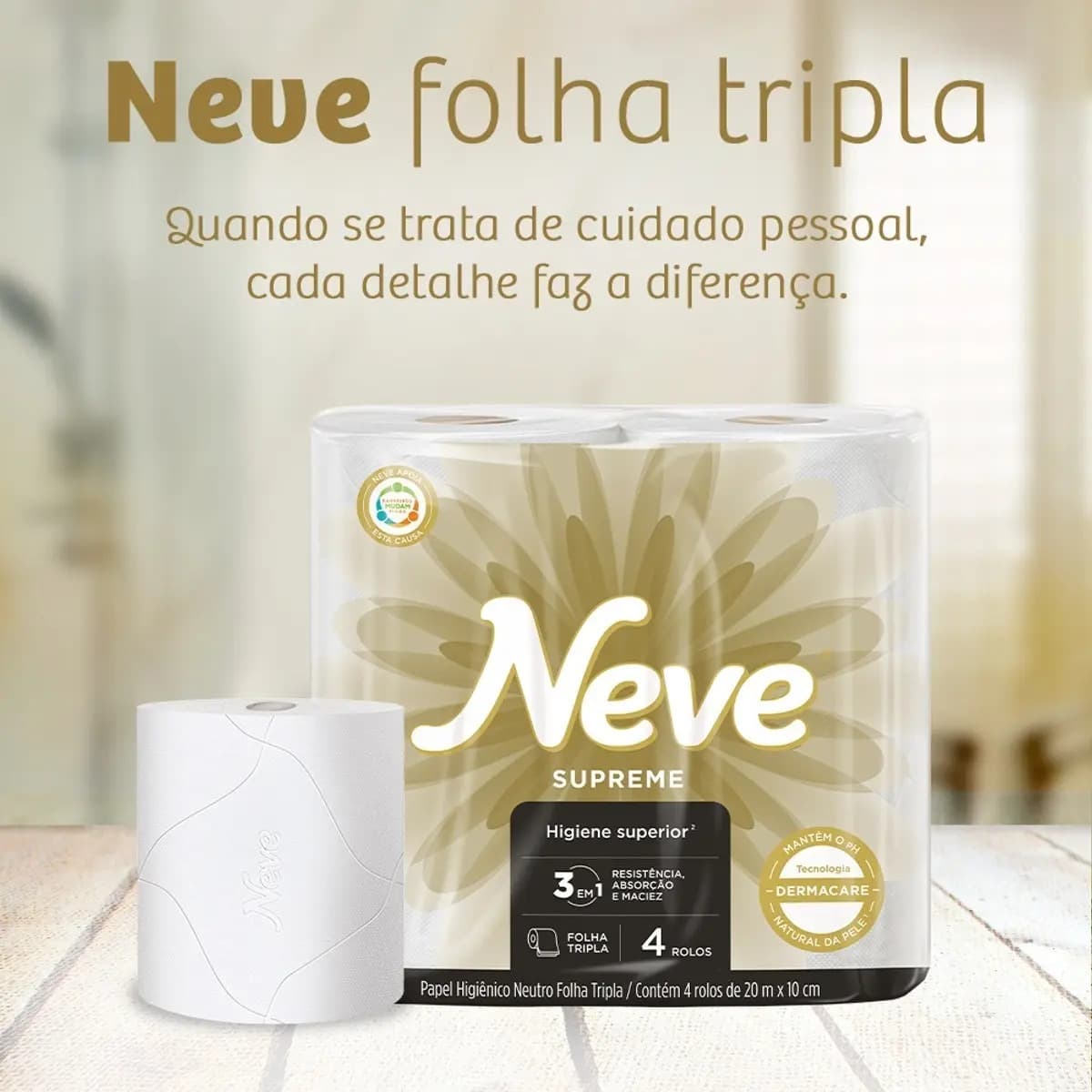 Papel Higiênico Supreme Folha Tripla 24 Rolos Neve Folha Tripla — imagem 4