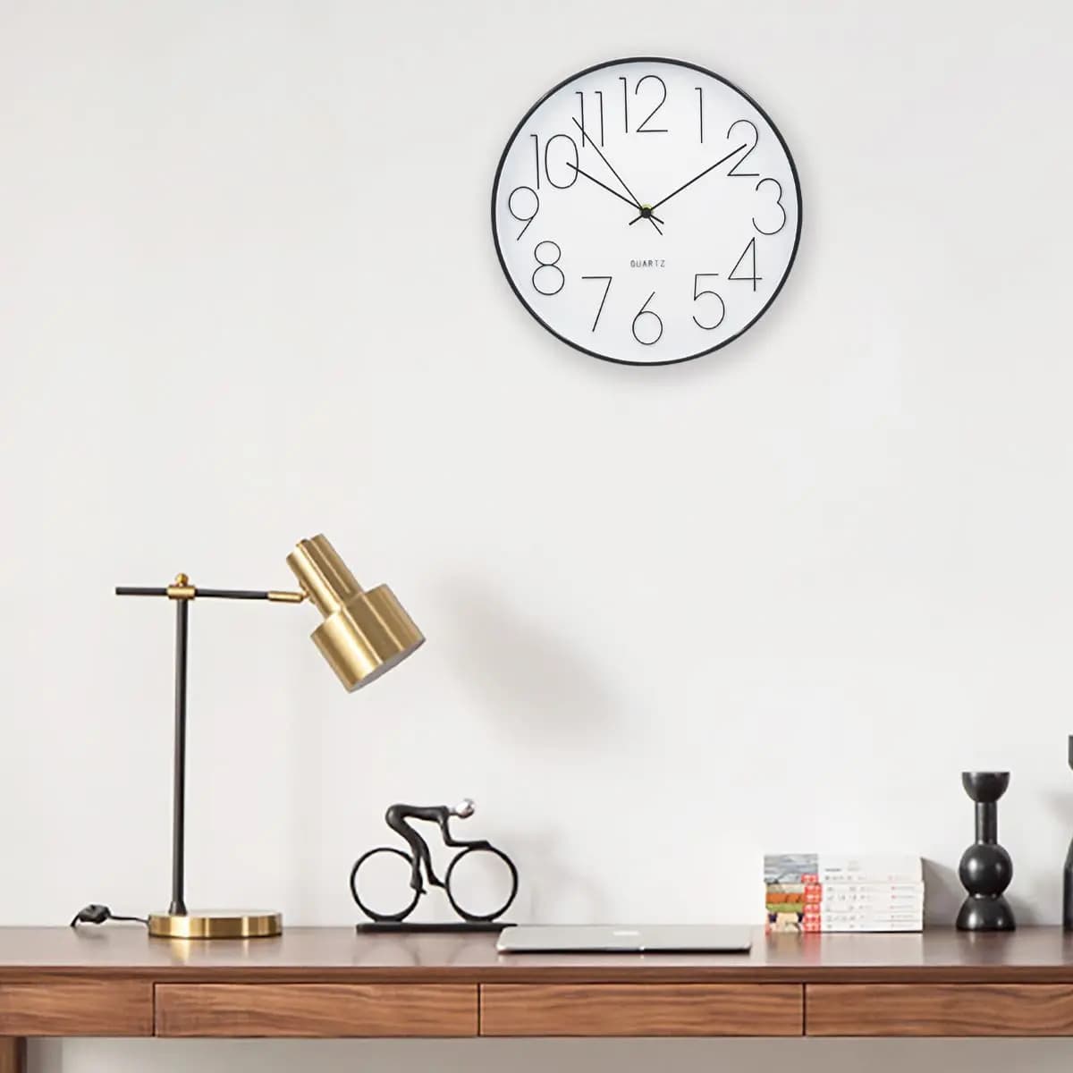 Relógio De Parede 30cm Para Cozinha, Sala - Preto E Branco — imagem 4