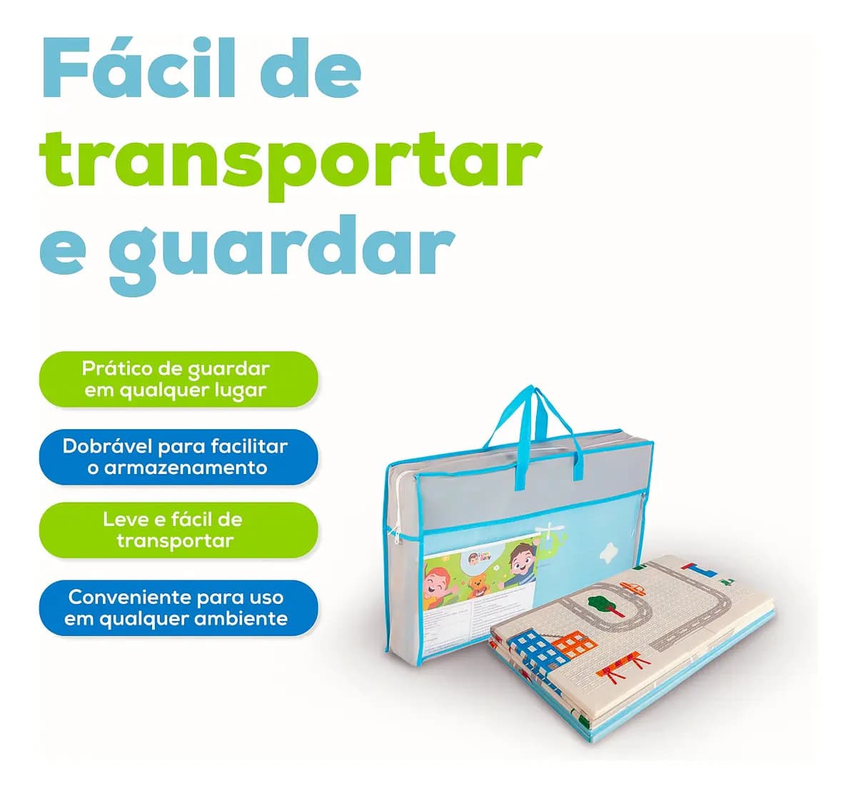 Tapete Infantil Emborrachado Sensorial Dobrável Dupla Face Educativo Cidade I Love Baby — imagem 5