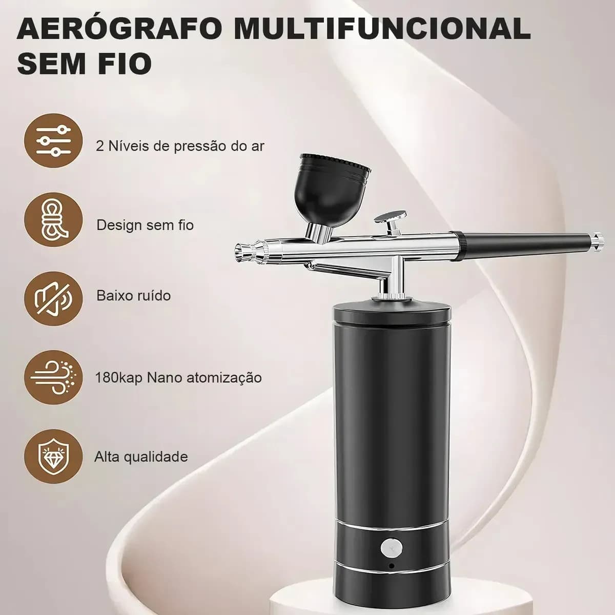 Kit Aerógrafo Sem Fio Recarregável USB com Mini Compressor Portátil, Dupla Ação para Unhas, Bolo, Pintura e Maquiagem — imagem 5