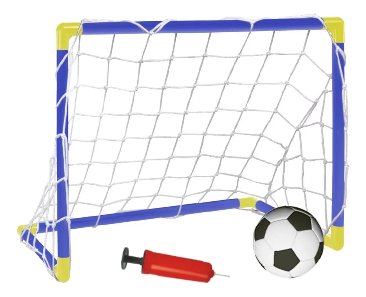 Trave Futebol Gol Kit Mini Golzinho Infantil Brinquedo Bola Azul