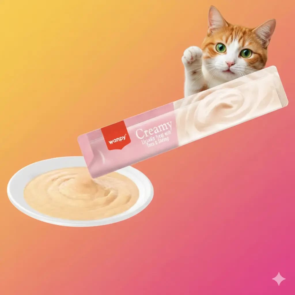 Petisco Gato Wanpy Creamy Atum Camarão 350g 25 Und 14g Cada — imagem 4