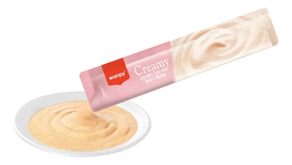 Petisco Gato Wanpy Creamy Atum Camarão 350g 25 Und 14g Cada — imagem 2