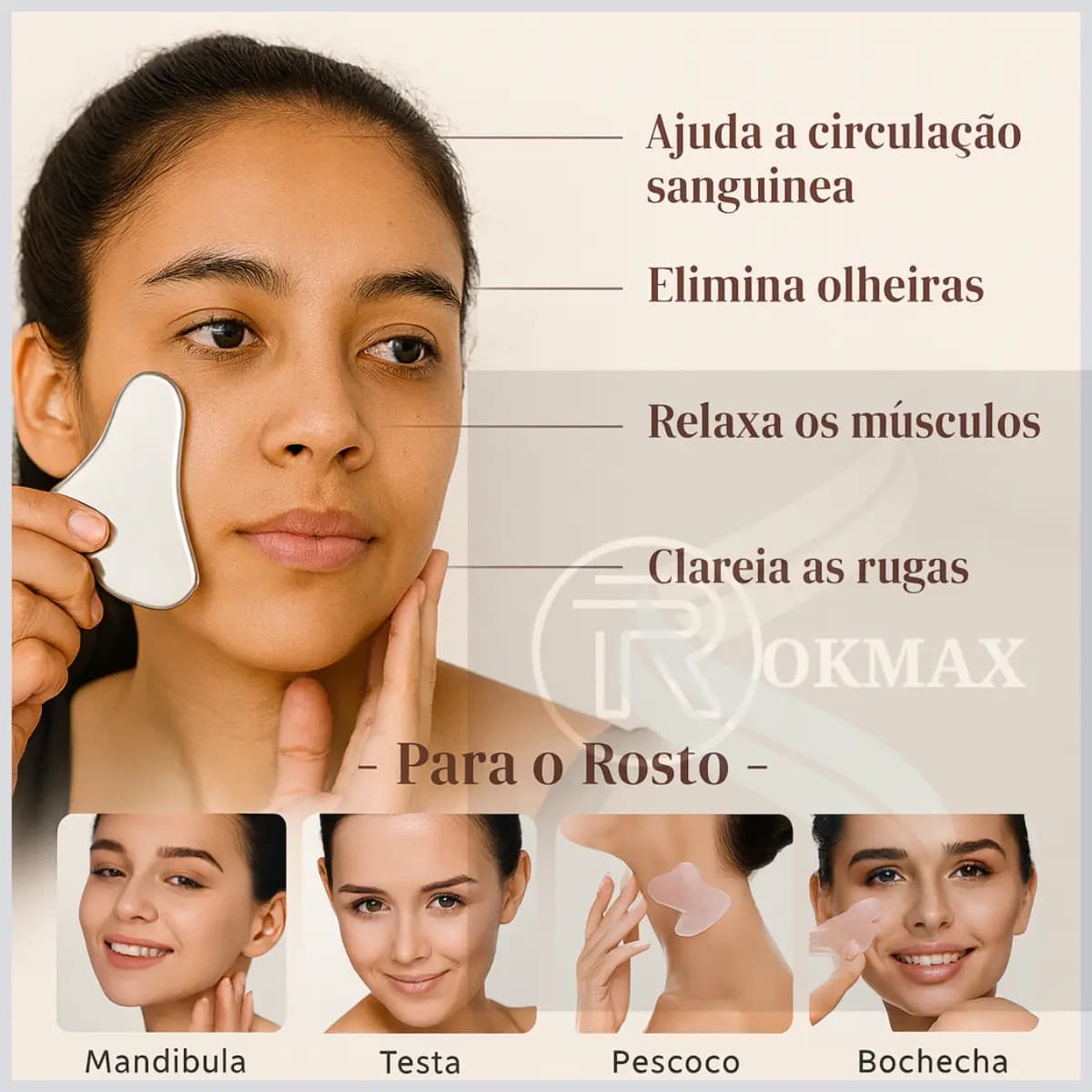Guasha Placa De Massagem, Raspagem De Aço Inox drenagem linfática skincare raspagem anti-idade fisio — imagem 5