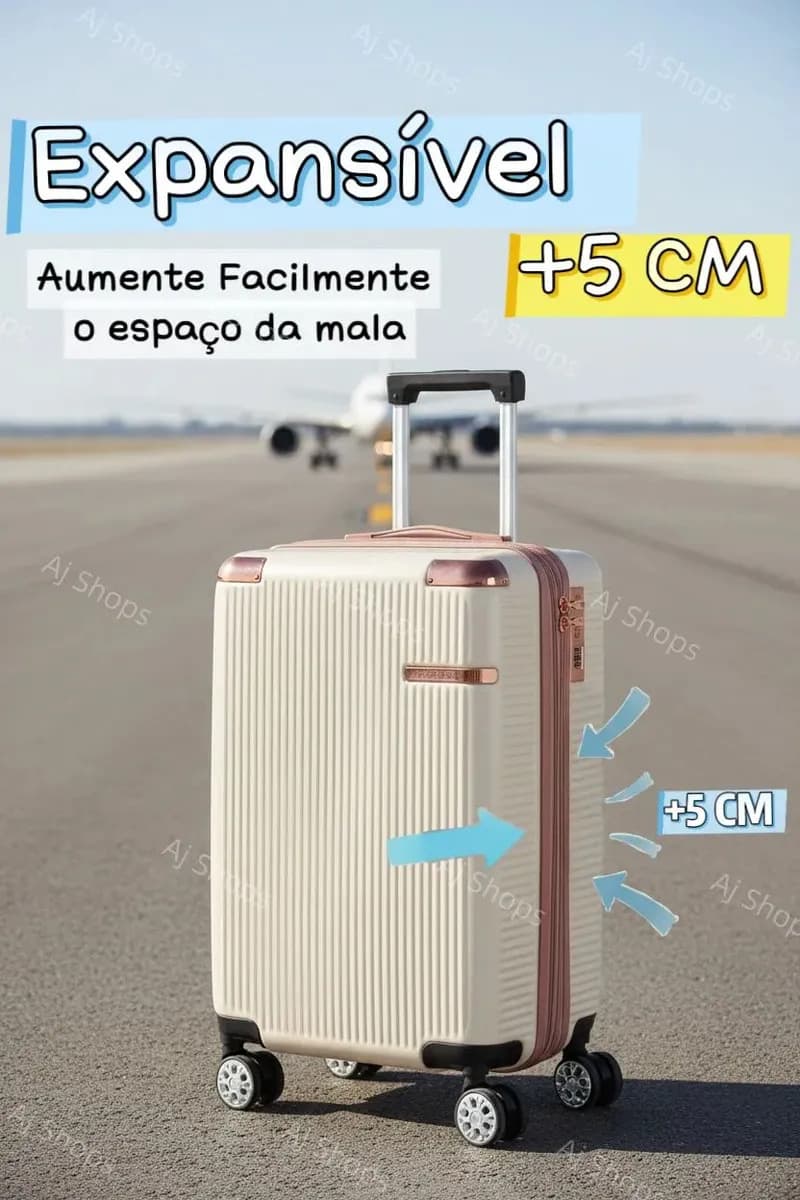 Mala De Viagem Sweet Studio Bordo Com Zíper Extensor Abs Rodinhas 360 Leva Na Cabine Do Avisão Resistente Preto 2090 — imagem 5