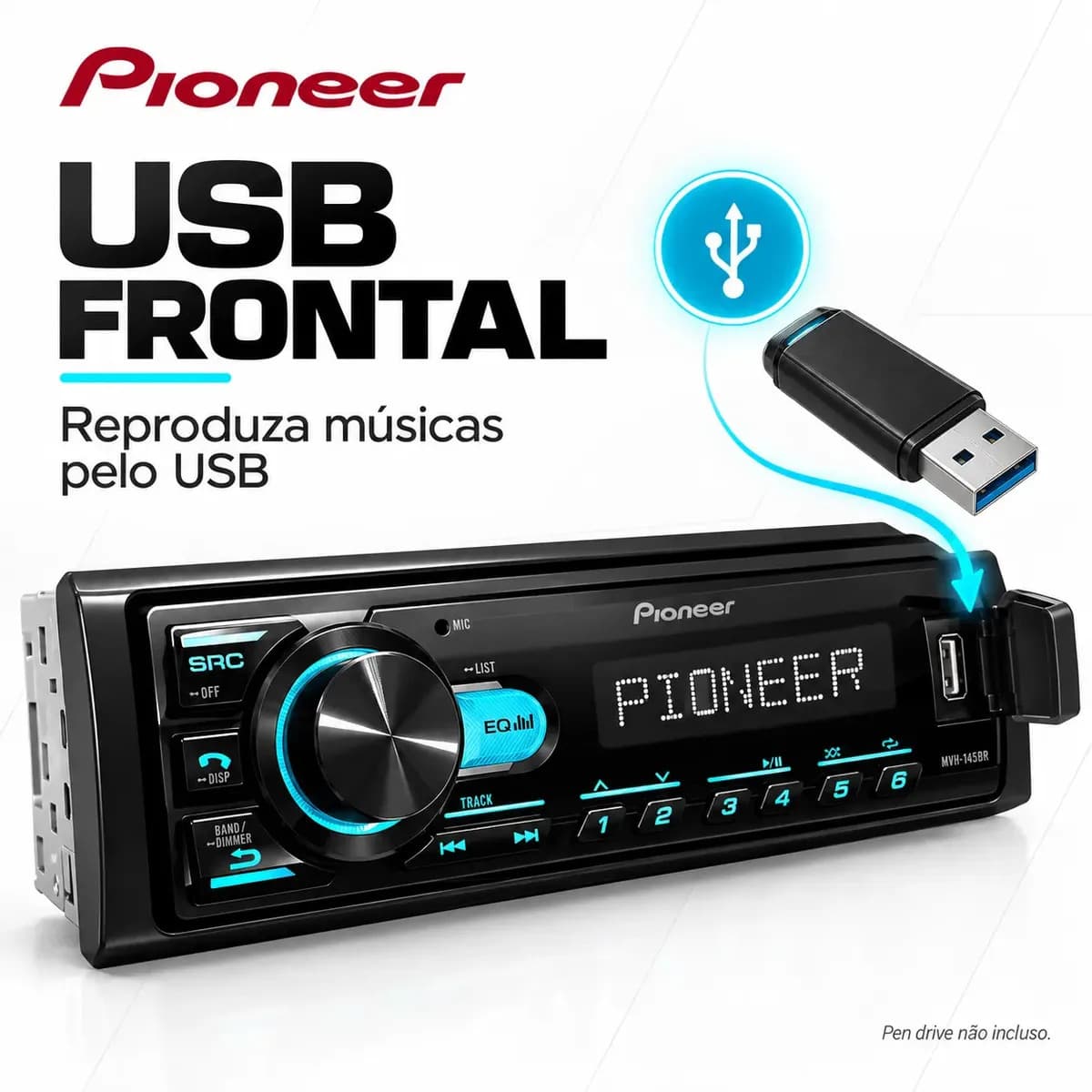 Radio Pioneer Bluetooth Automotivo Mvh-145br Usb Mp3 Fm — imagem 4
