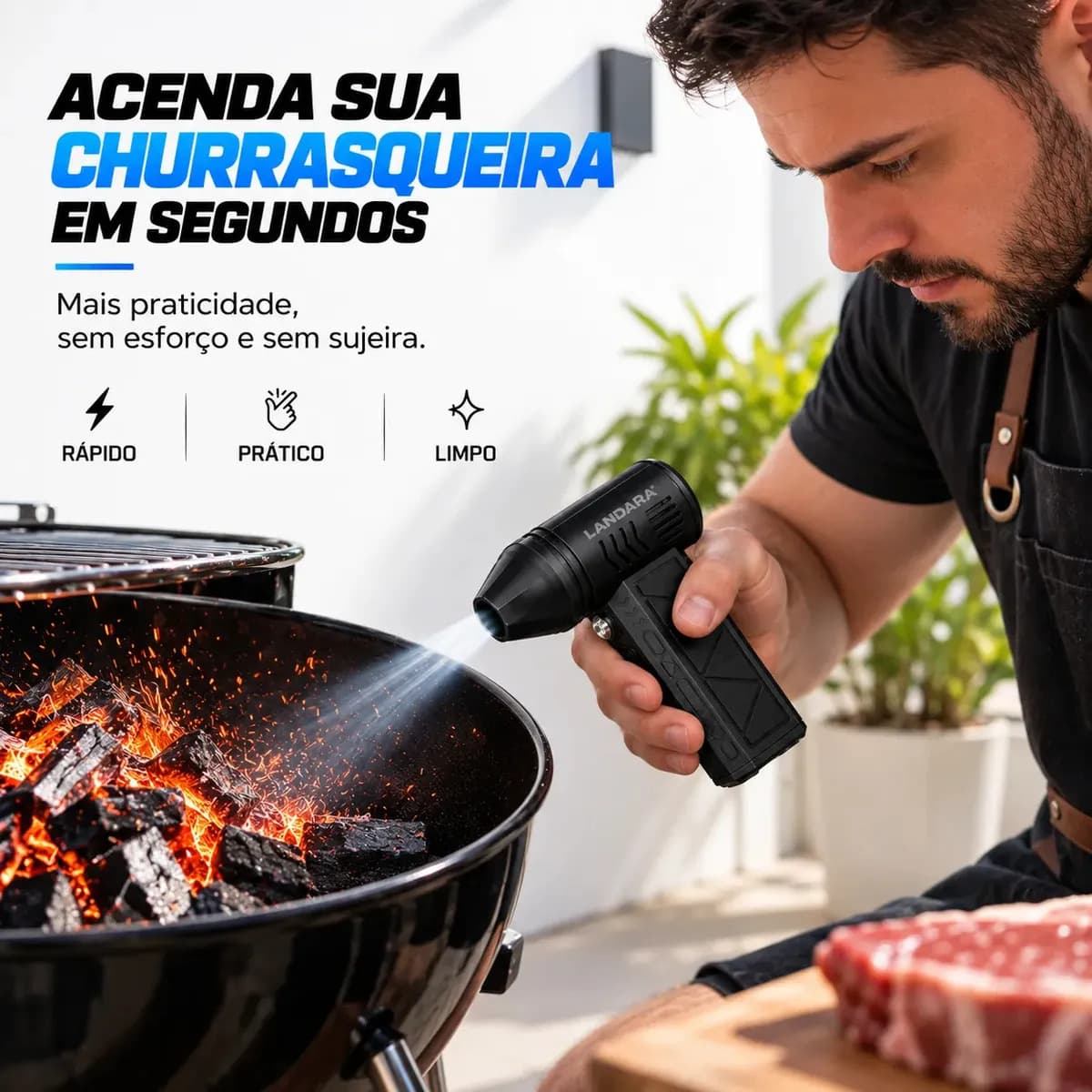 Soprador De Ar Turbo Automotivo Limpeza Profunda Portatil Sem Fio Multifuncional Churrasqueira Janelas Poeiras Landara — imagem 2