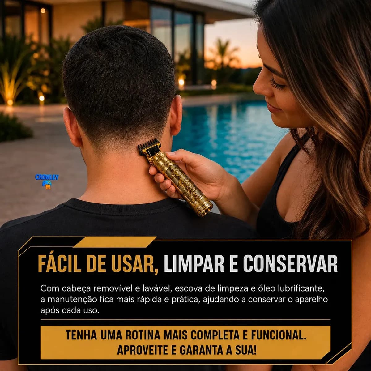 Maquina Maquininha Dragao Acabamento Cortar Cabelo Aparador Barba Pelos Elétrica Sem Fio Recarregavel - Crowley — imagem 5