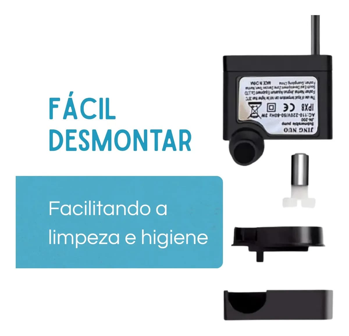 Bomba Submersa 200 L/h Bivolt 3w Fontes Aquarios Bebedouro — imagem 2