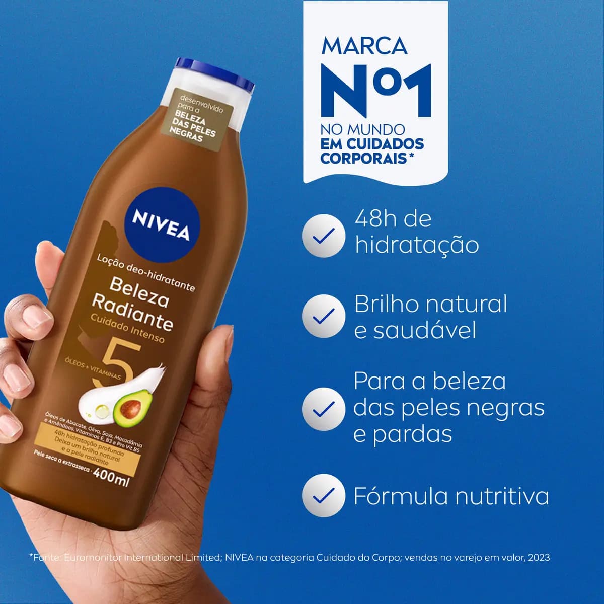 NIVEA Hidratante Desodorante Beleza Radiante Cuidado Intenso 400ml, Hidratação Profunda 48h, Brilho Natural, Corporal, Pele Seca e Extrasseca — imagem 2