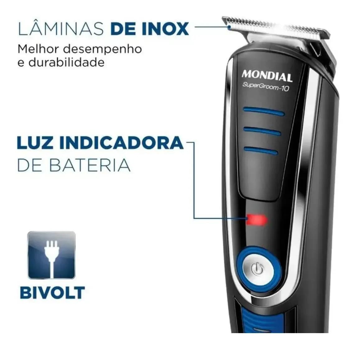 Aparador de Pelos Mondial Super Groom 10 BG-03 6W Bivolt — Completo — imagem 5