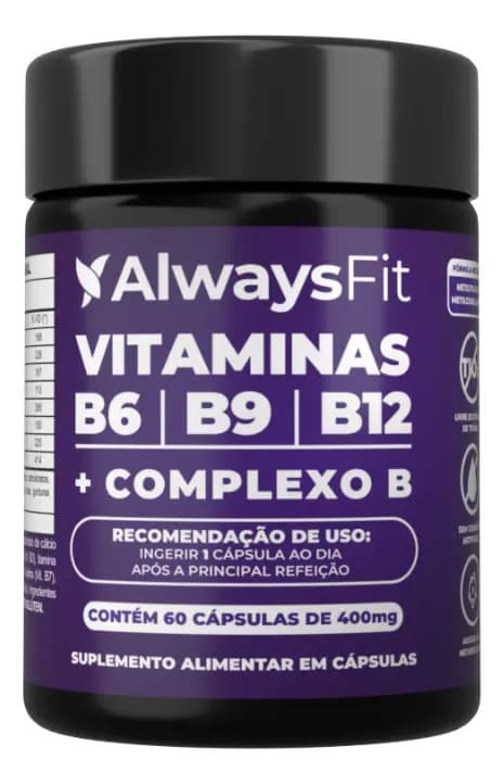 Complexo B AlwaysFit | Metilfolato + Metilcobalamina + Vitaminas do Complexo B | 60 Cápsulas