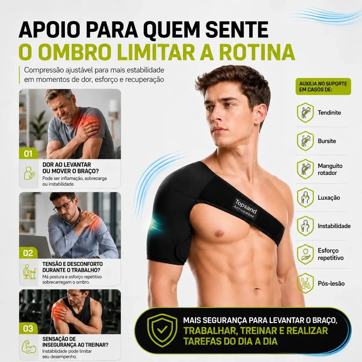 Ombreira Ortopédica Neoprene Suporte Ombro Ajustável Estabilizador Dor Tendinite Bursite Lesão Fisioterapia Reabilitação Esportes Musculação Academia Treino Dir — imagem 2