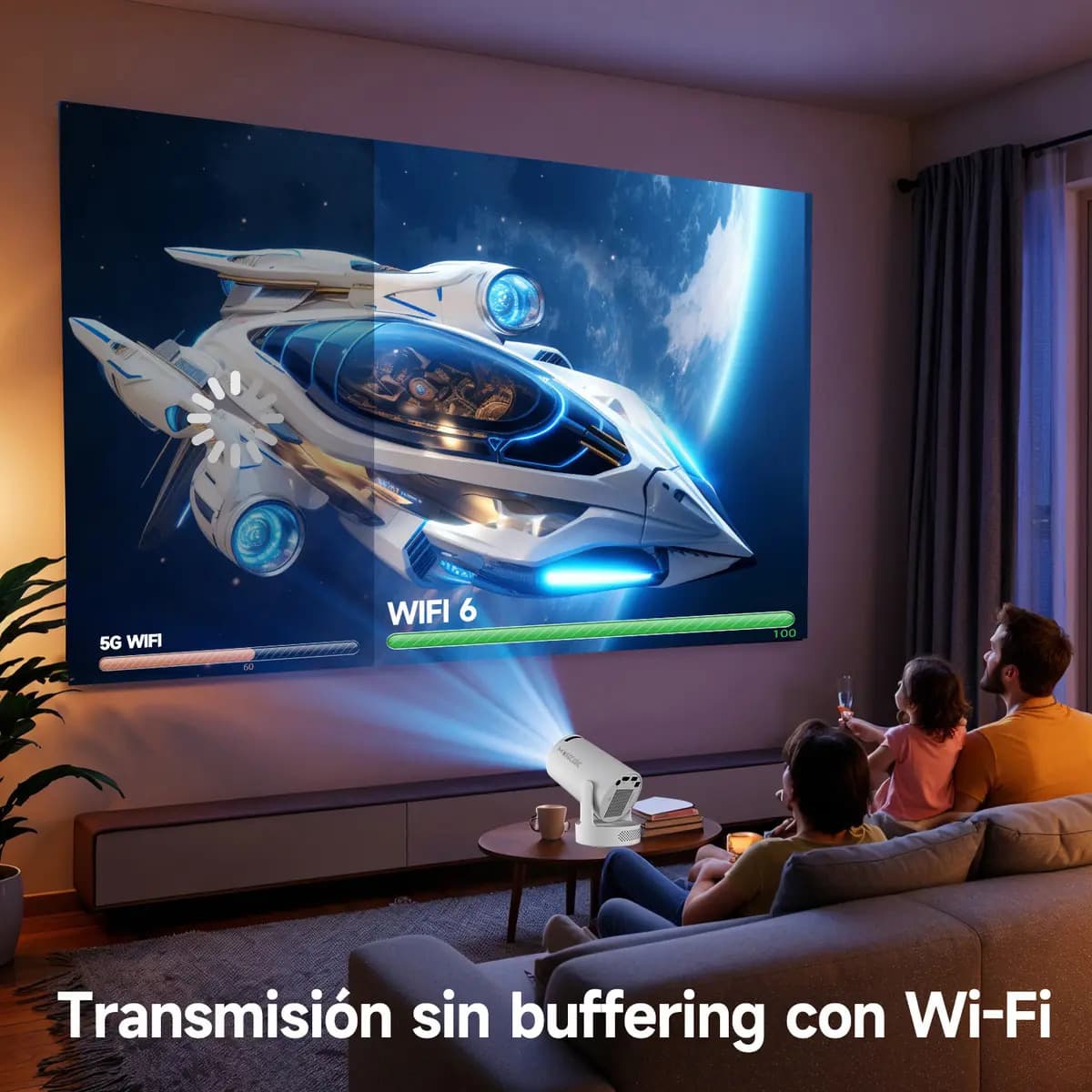 Mini projetor portátil Magcubic 8k Hy300pro+ Led 260ansi Android Smart TV Dual Wifi6 Bluetooth 5.4 com HDMI USB e som Hifi — imagem 5