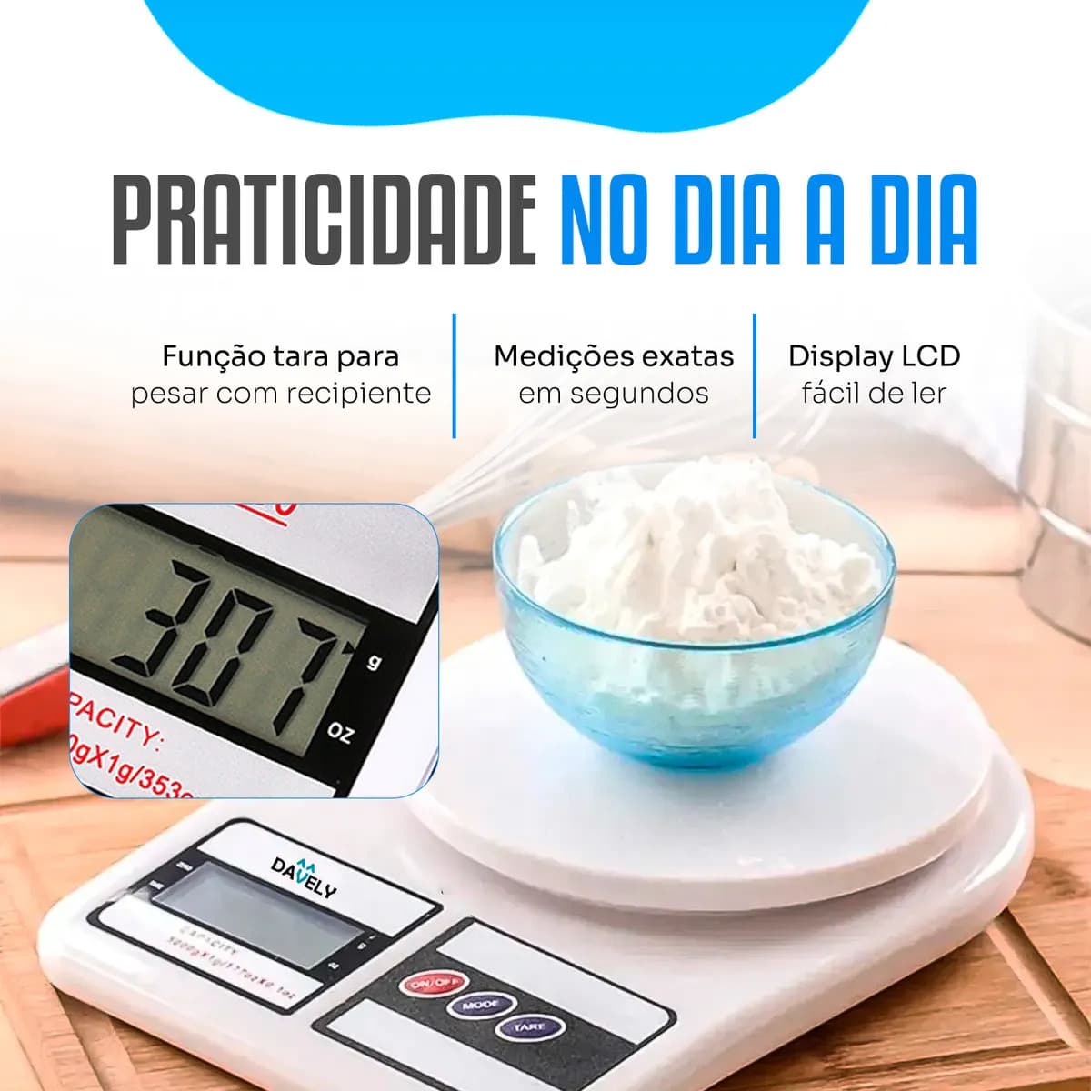 Balança Digital De Precisão De Cozinha Para Uso Domestico E Profissional Fitness Ideal Para Dietas Treinos Alimentos Confeitaria Nutrição Capacidade Máxima 10 K — imagem 3