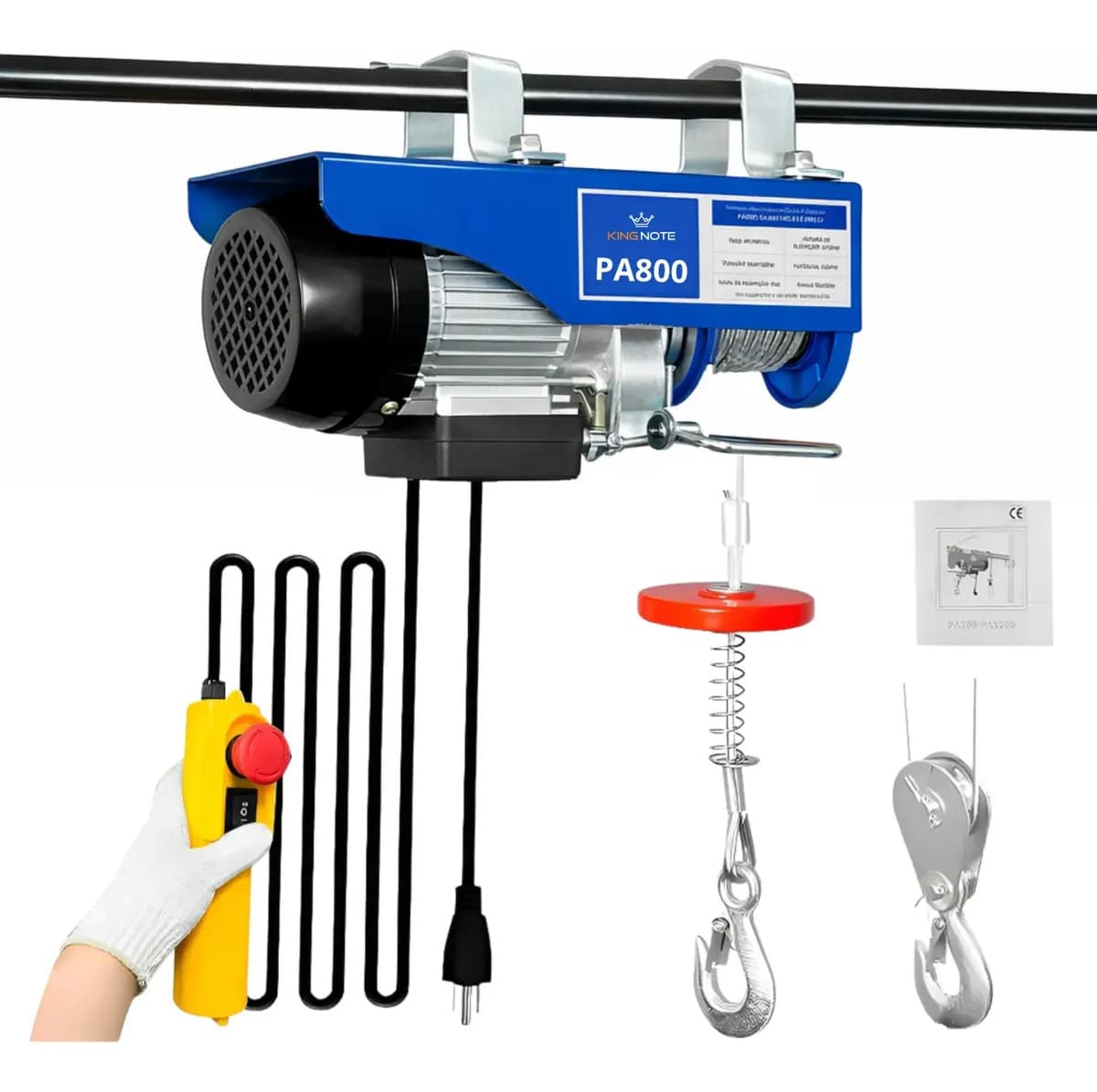 Talha Elétrica 400/800kg Elevação 12m 1500W Guincho de Coluna Cabo de Aço King Note — imagem 2