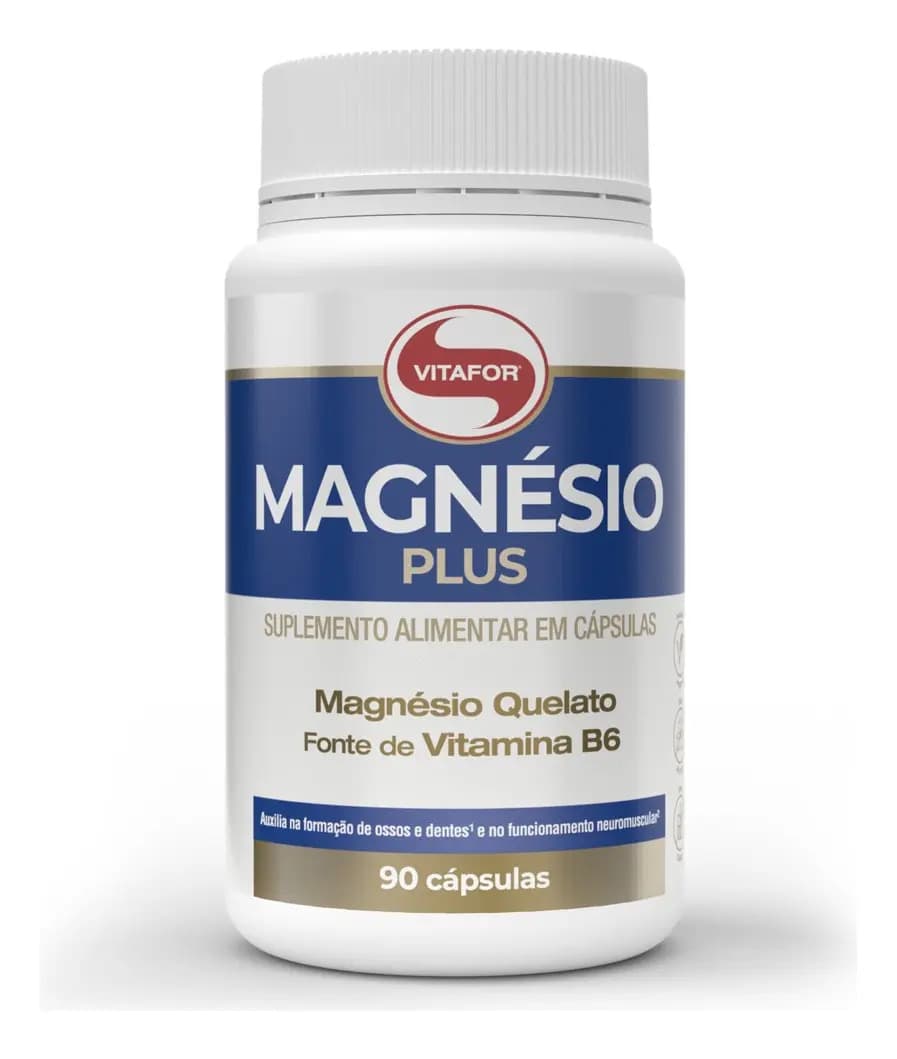 Bisglicinato De Magnésio Vitafor Magnésio Plus 90 Capsulas Sem Sabor