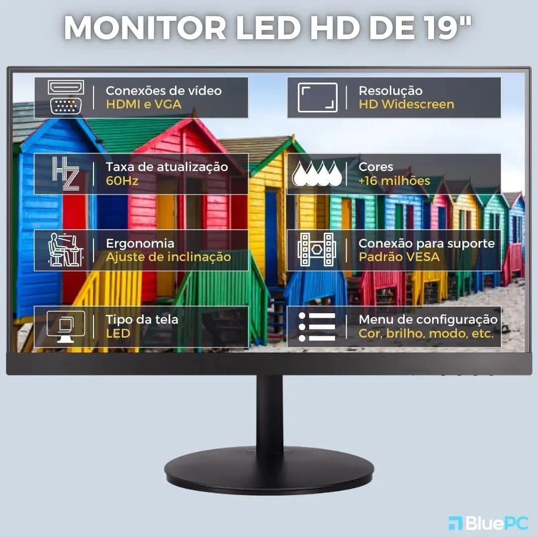 Computador Completo Intel Core I5, 8gb Ram, Ssd 240gb, Monitor 19 Led, Windows 10 Pro - Bluepc Plus Cdbp-plu101 — imagem 2