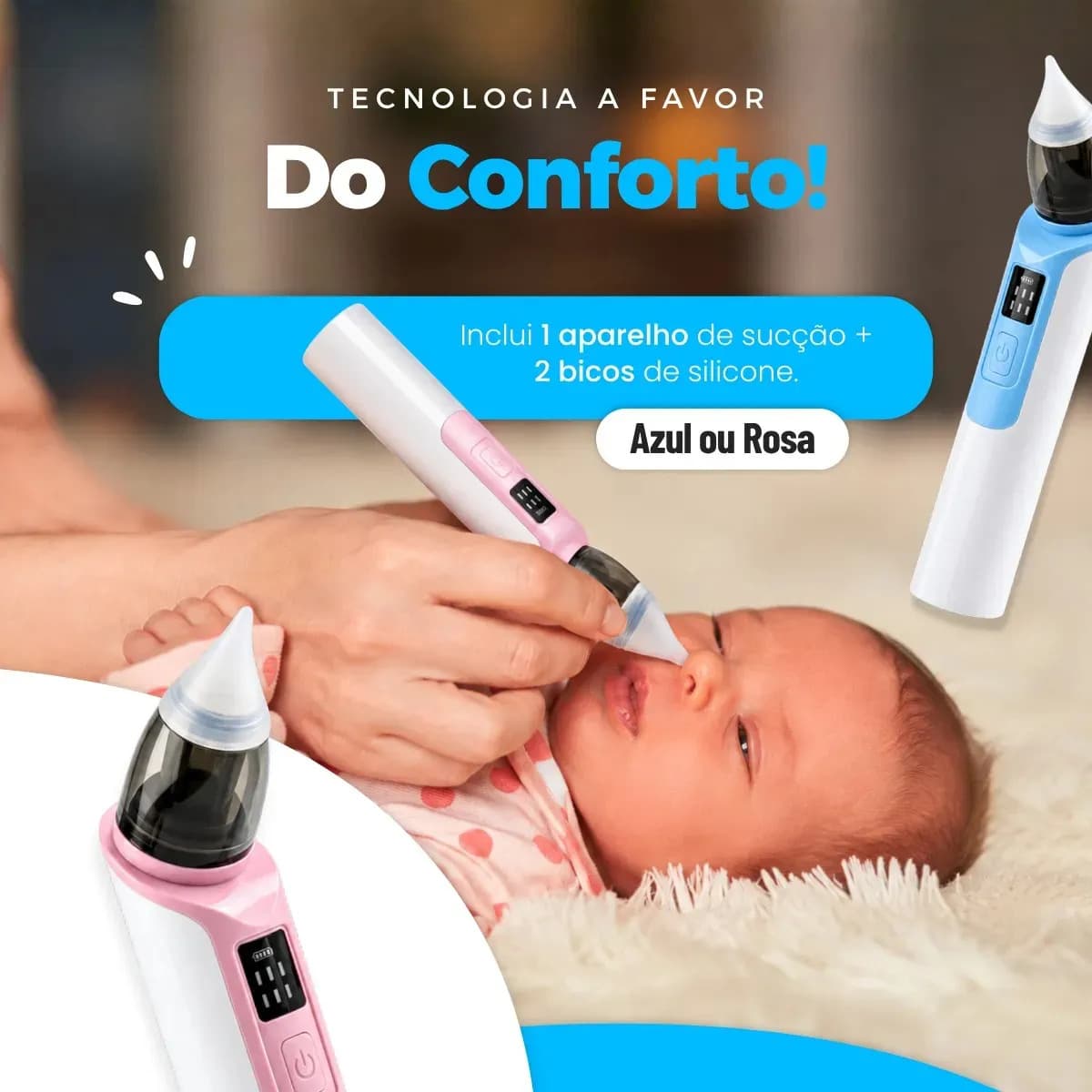 Aspirador Nasal Rosa Elétrico Infantil Bebê Recarregável USB Sugador de Nariz Limpeza Nasal Portátil Removedor de Catarro Secreção Infantil Criança Pro Brindes — imagem 6