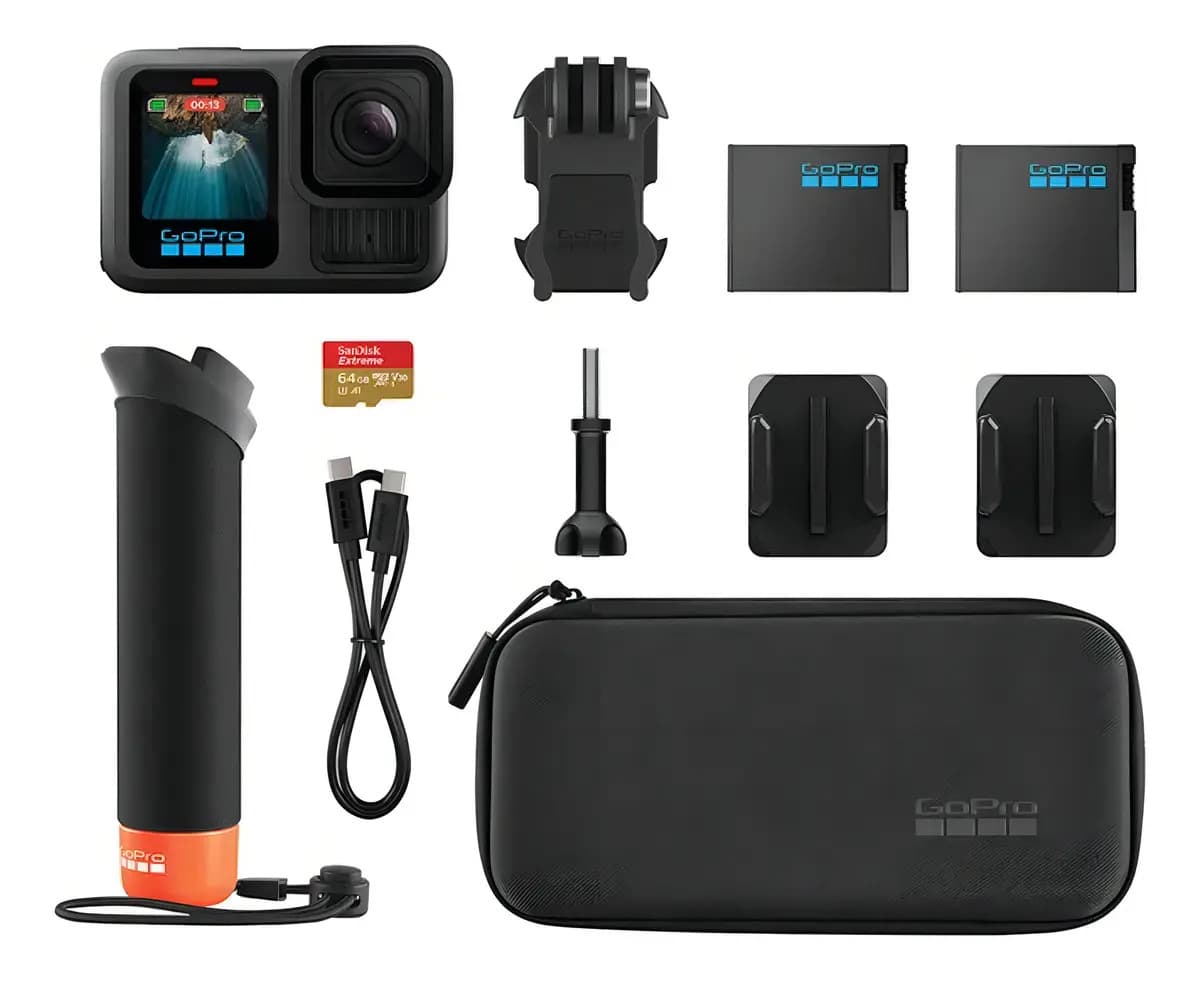 GoPro HERO13 Black Bundle - Kit com Câmera de Ação à Prova d'água 10m, 5.3K60, HLG HDR, 27MP, HyperSmooth 6.0, GPS, Wi-Fi 6 e Acessórios Extras The Handler, Bat — imagem 5