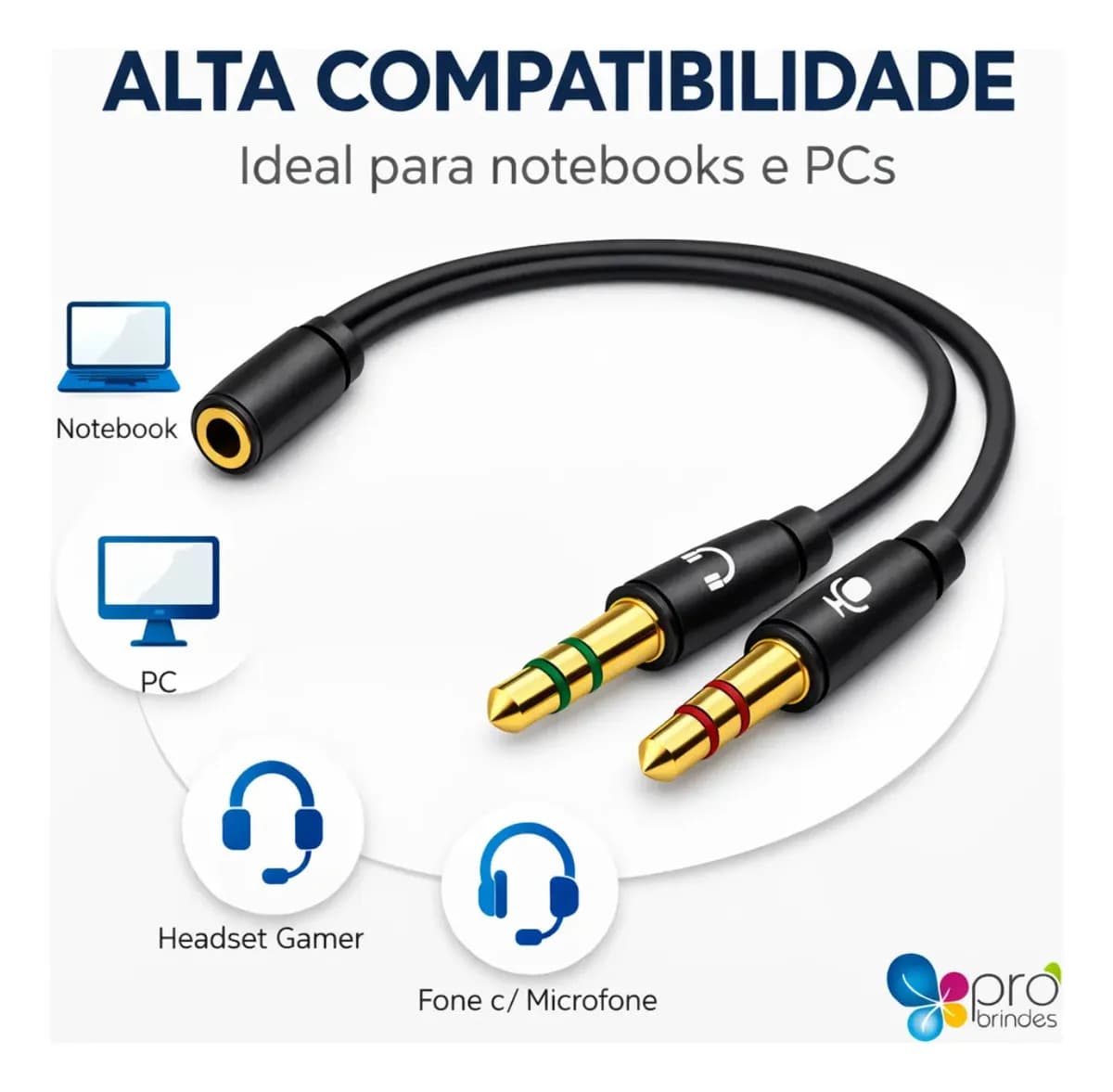 Cabo Adaptador P3(p2 Combo)p/ Fone E Microfone Headset 20cm Pro Brindes — imagem 5