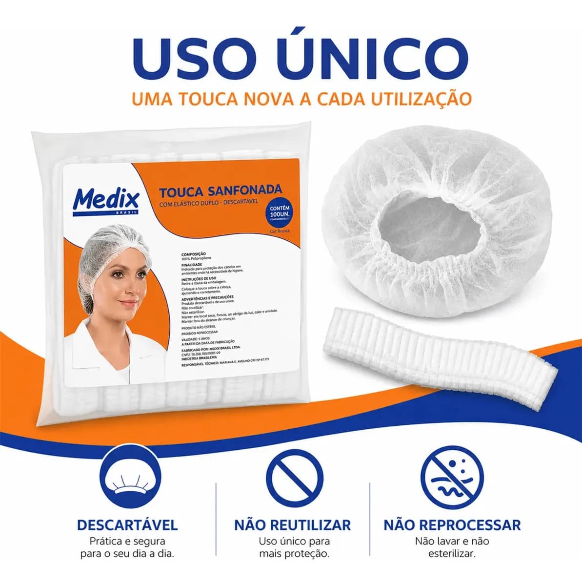 Medix Touca descartável sanfonada TNT — imagem 6