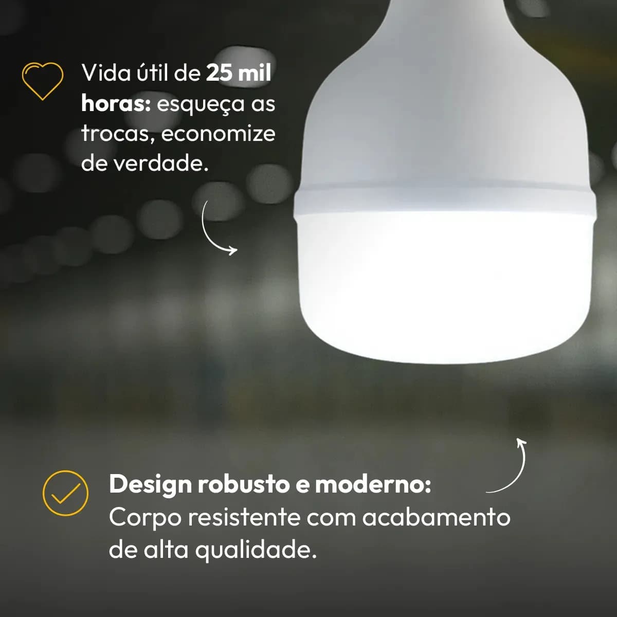 Kit 10 Lâmpadas LED Bulbo 40W Alta Potência Branco Frio 6500K Bivolt E27 - Super Bulbo Econômica 3200 Lúmens Ideal Comércio Garagens Casa — imagem 4