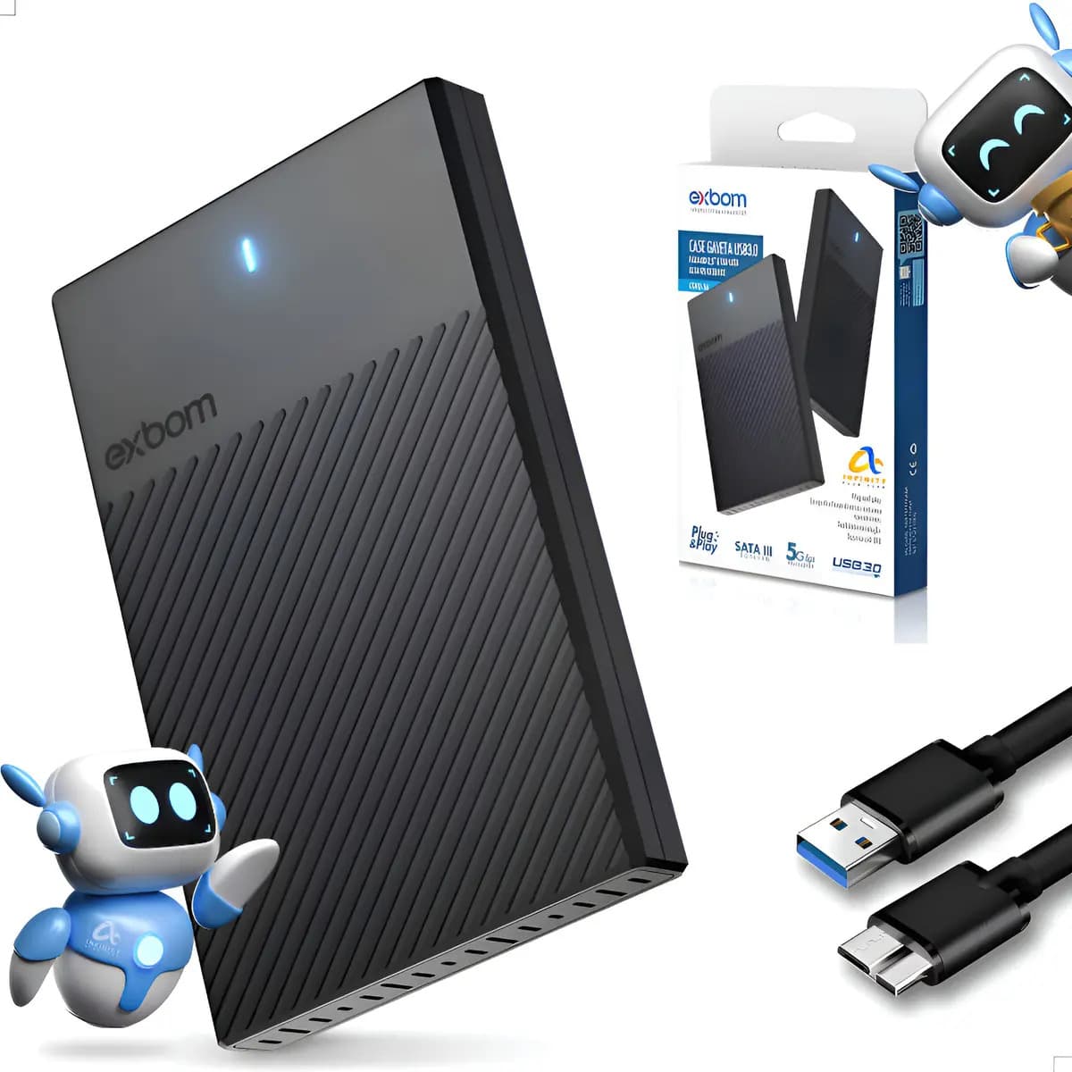 Hd Externo 500gb Portátil Usb 3.0 Para Notebook Ps4 Ps5 Xbox One E Series Ideal Para Games E Dados Compatível Com Consoles E Pc Preto