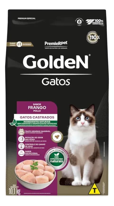 Golden Premium Especial Gatos Adultos Castrados Frango Castrados 10.1KG — imagem 6
