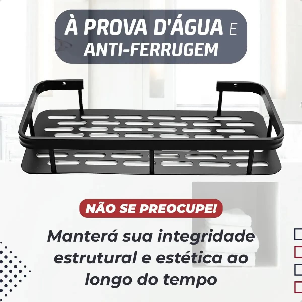 Kit 2 Suporte Porta Shampoo Sabonete Prateleira Banheiro Adesivo Parede Sem Furar Box Luxo Cor Preto Homeroarte — imagem 3