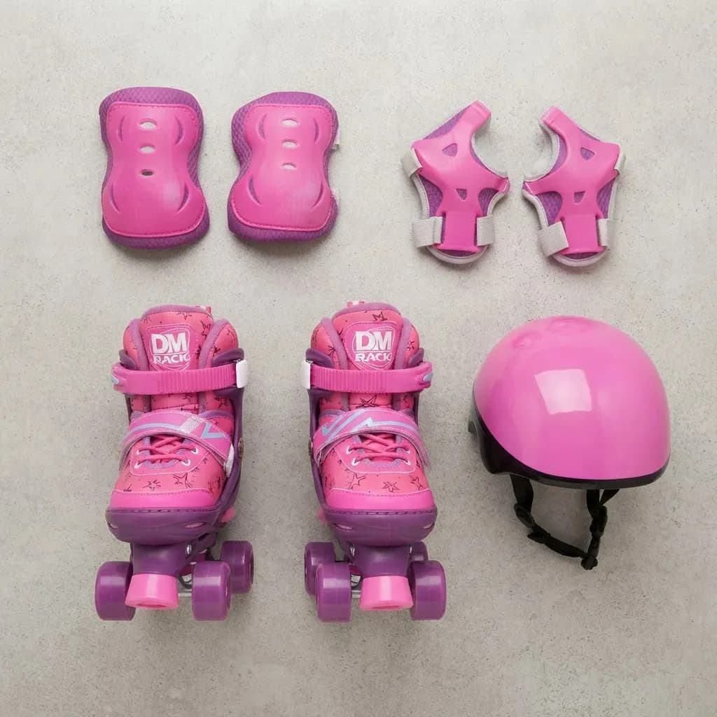 Patins 4 Rodas Ajustável Rosa DM Toys com Proteção Infantil 30-33 — imagem 5