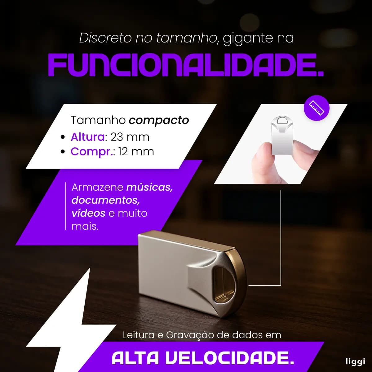 Pen Drive 128gb Mini Usb 2.0 Chaveiro Metalico Resistente Al Prateado — imagem 3