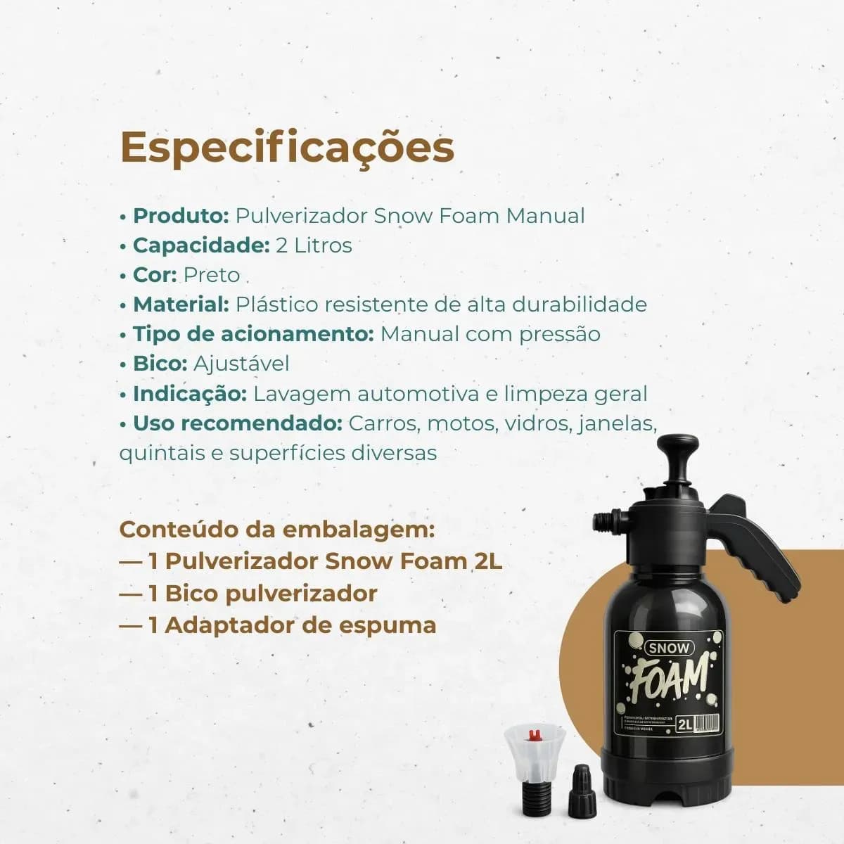 Snow Foam Pulverizador Manual Borrifador Alta Pressão 2 Litros Com 2 Bicos Espuma Automotivo Lavagem Carro Moto Limpeza Jardim — imagem 5