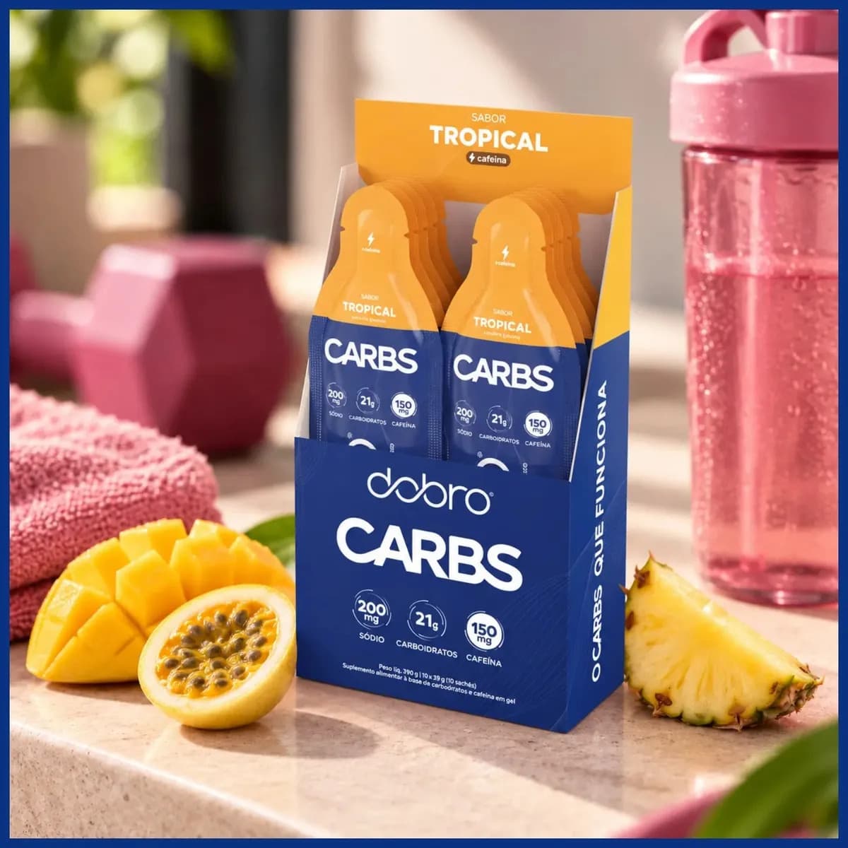Dobro Carbs Gel Com Cafeína Sabores 30g (10 Sachês) Sabor Tropical — imagem 5