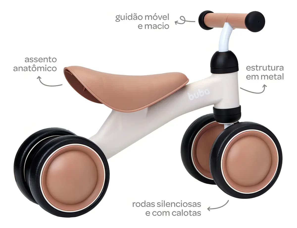 Bicicleta De Equilíbrio 4 Rodas Buba Bege — imagem 2