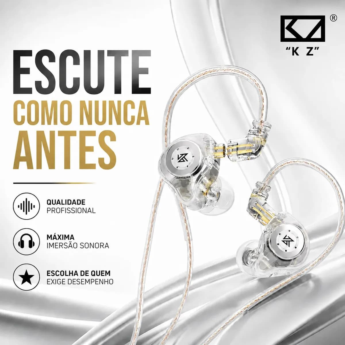 Fone KZ EDX Pro Original Sem Microfone Retorno de Palco In Ear Monitor Auricular Músicos DJ Igrejas Cantores — imagem 6
