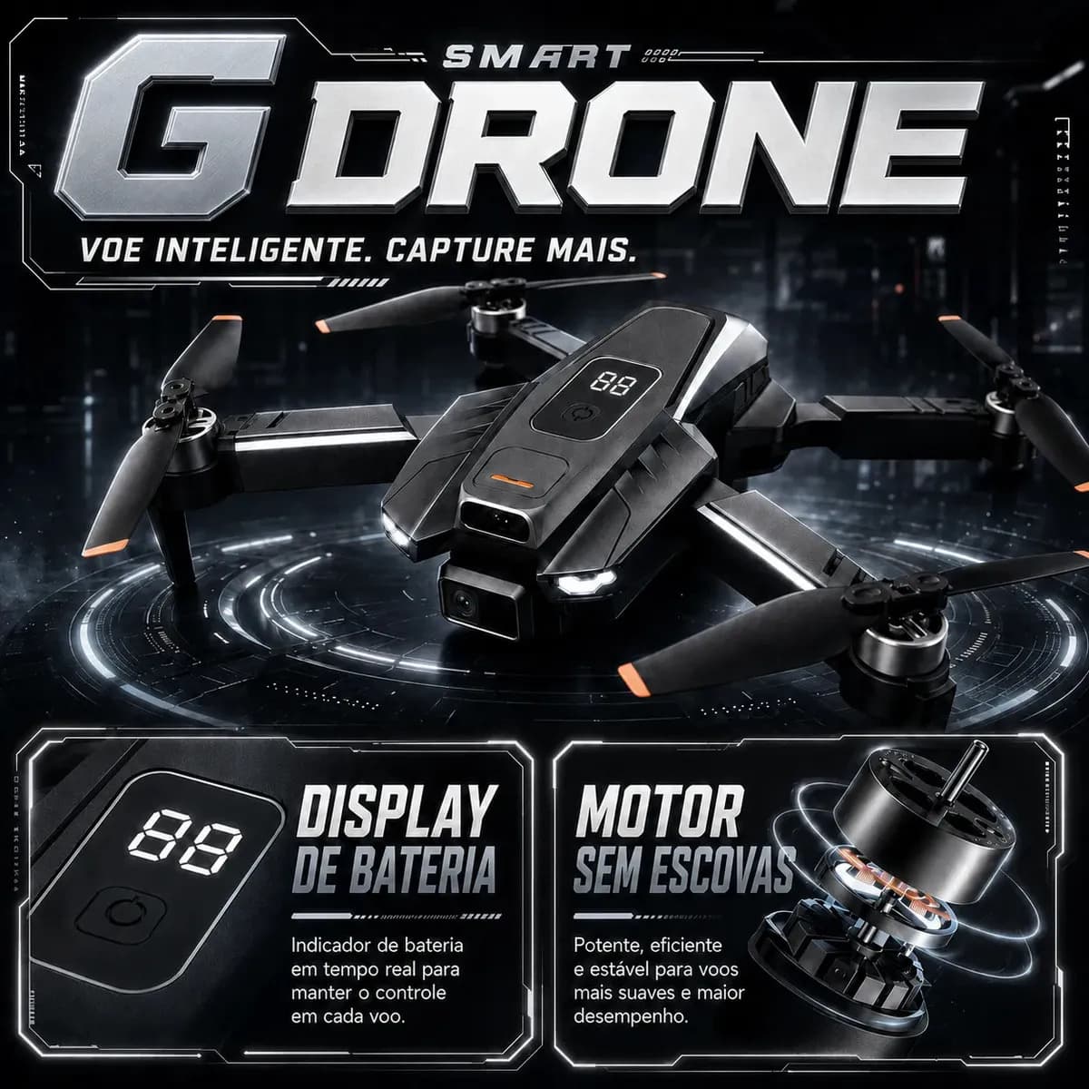 Drone Profissional Gt8 Pro 4k Ultra Hd Com Câmera Aérea Desvio Inteligente De Obstáculos Controle Por Gestos Motor Sem Escovas Voo Estável E Kit Completo Acessó — imagem 4