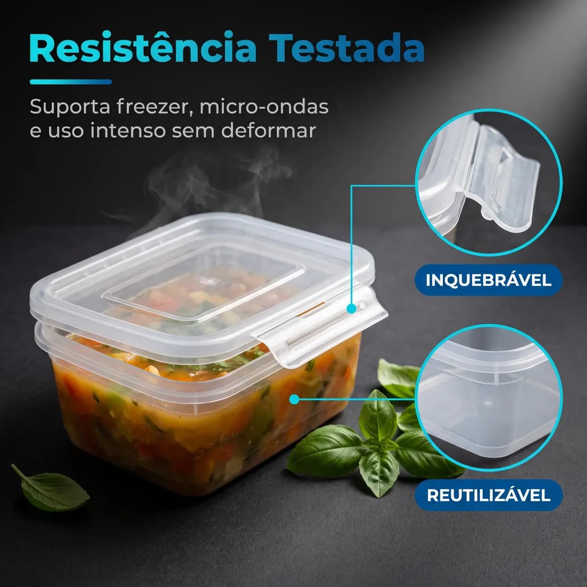 Kit 10 Potes 750ml com Tampa Trava Plástico Transparente para Mantimentos e Alimentos Marmita Organizador de Cozinha Geladeira e Freezer Jogo de Potes para Orga — imagem 5