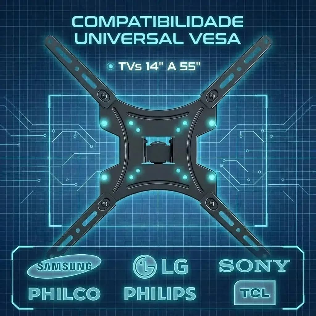 Suporte Tv Articulado Artflex Móvel Universal 32 Á 55 Polegadas Até 50kg Tv/lcd/ Led Painel E Parede — imagem 4