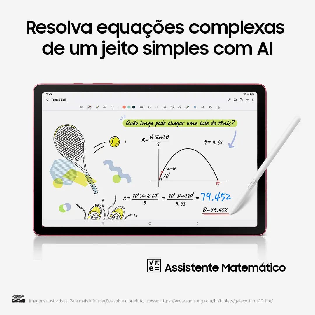 Tablet Samsung Galaxy Tab S10 Lite WiFi, 128GB, 6GB RAM, Tela 10.9", S Pen e Capa Smartbook Cover Inclusas Vermelho — imagem 4