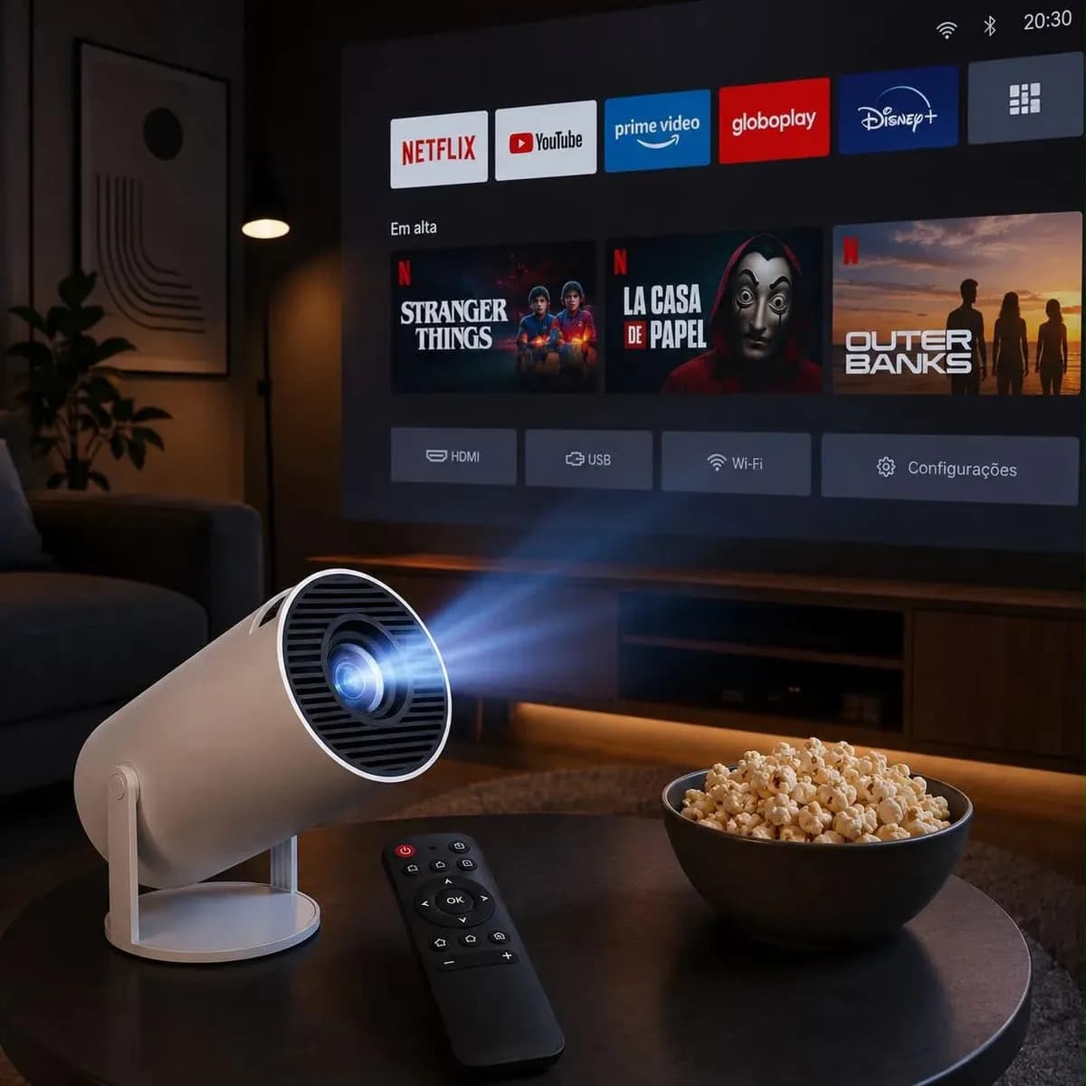 Projetor Smart Portátil Full Hd 4k Android 11 Wi-fi Bluetooth tv Mini Projetor hy300 Home Theater Cinema Em Casa Imagem Nítida Som Potente Compatível Com Divers — imagem 5