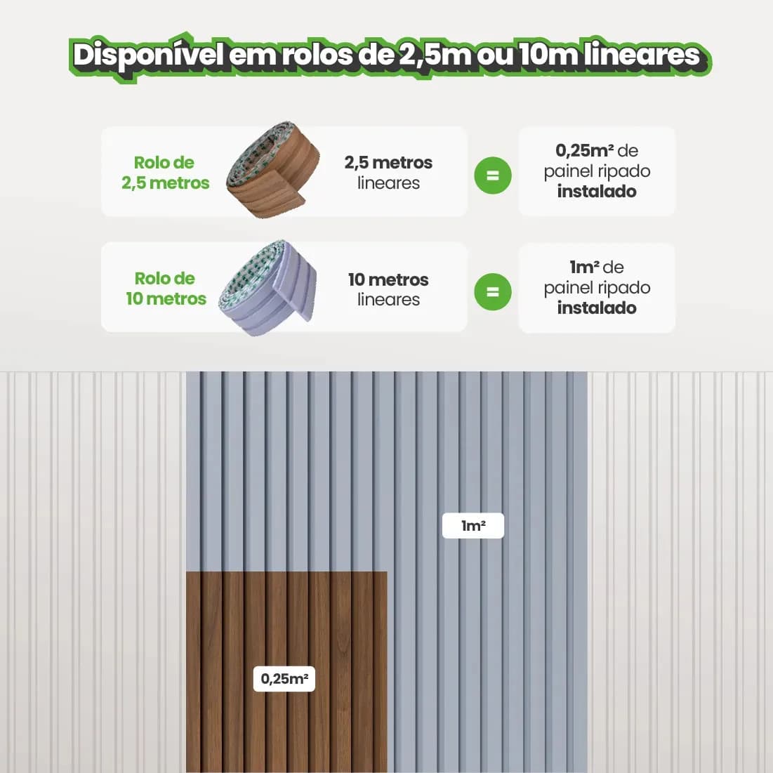Painel Ripado Decorativo 3D Autocolante – 2,5m | EVA Linha Play Cor Creme – Meu Rodapé — imagem 3